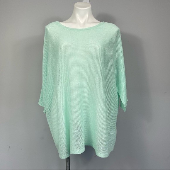 Eileen Fisher Organic Linen Open Knit Top M Boxy Slouchy Dolman Sleeve Sweeter - Picture 4 of 15